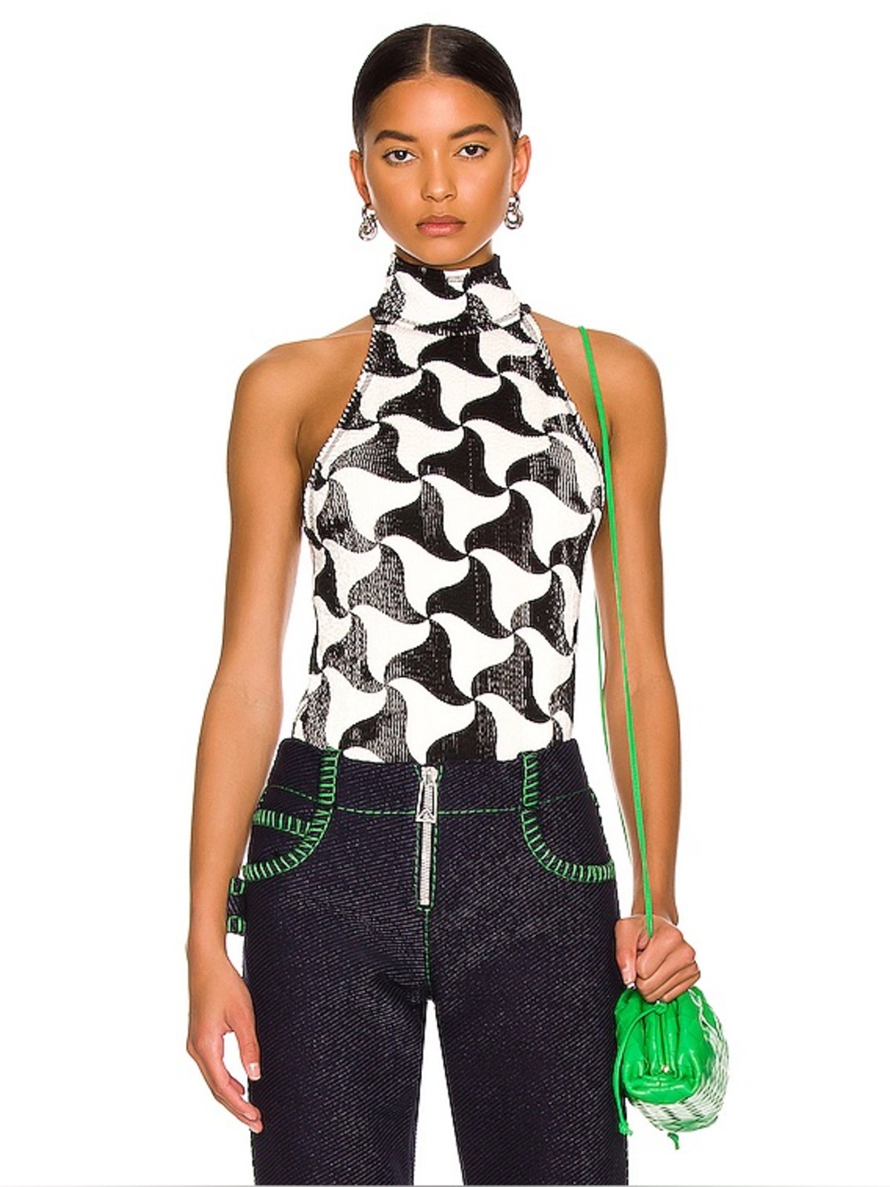 Bottega Veneta Crinkled Wavy Triangle Print Top Size Large